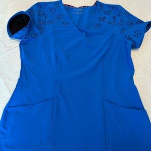 Heartsoul scrub top large royal blue